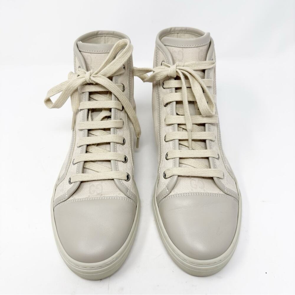 Gucci High Top GG Cap Toe Canvas Sneakers 38 - Picture 2 of 10